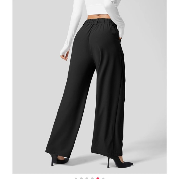 HALARA Pants - Halara High Waisted Side Pocket & Wide Leg Waffle Casual Pants - Large, Black